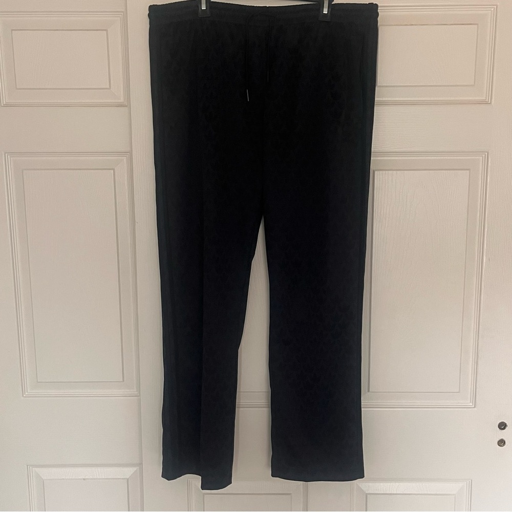 Adidas Mono Track pant Black Side Pockets All-over Trefoil Design